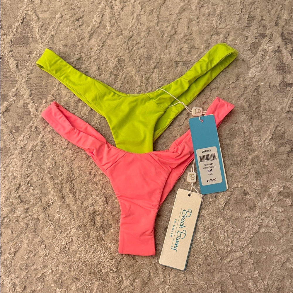 Beach Bunny Lime and Coral Bikini Bottoms